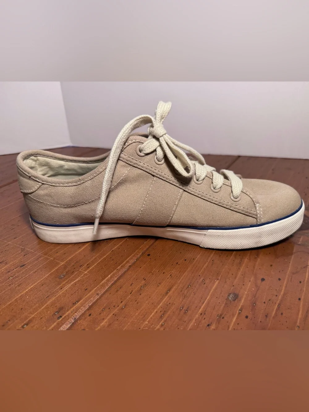 RALPH LAUREN POLO Clifton Khaki Canvas Sneakers/Shoes - Men's Size 9.5D